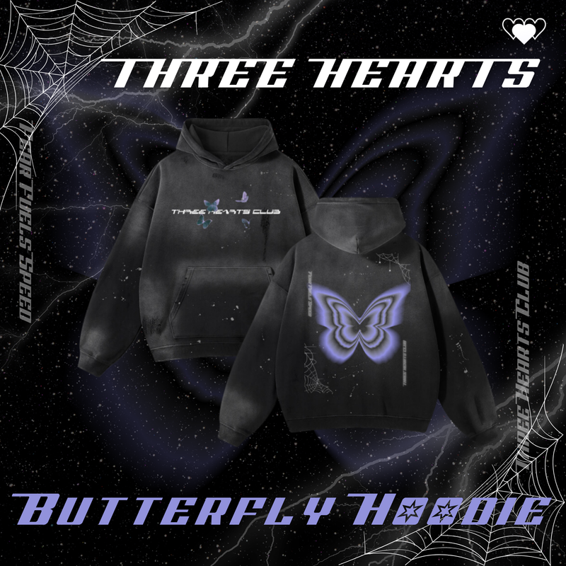 THREE HEARTS BUTTERFLY HOODIE