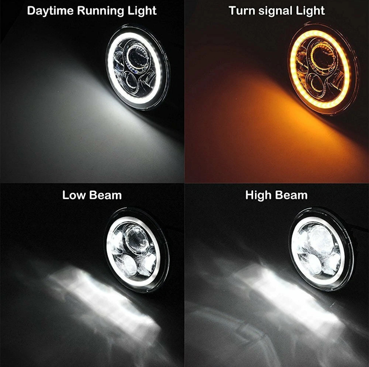 For 90-97 Mazda Miata MX5 MX-5 H6024 2X Full LED Headlight Lights Halo Angel Eye