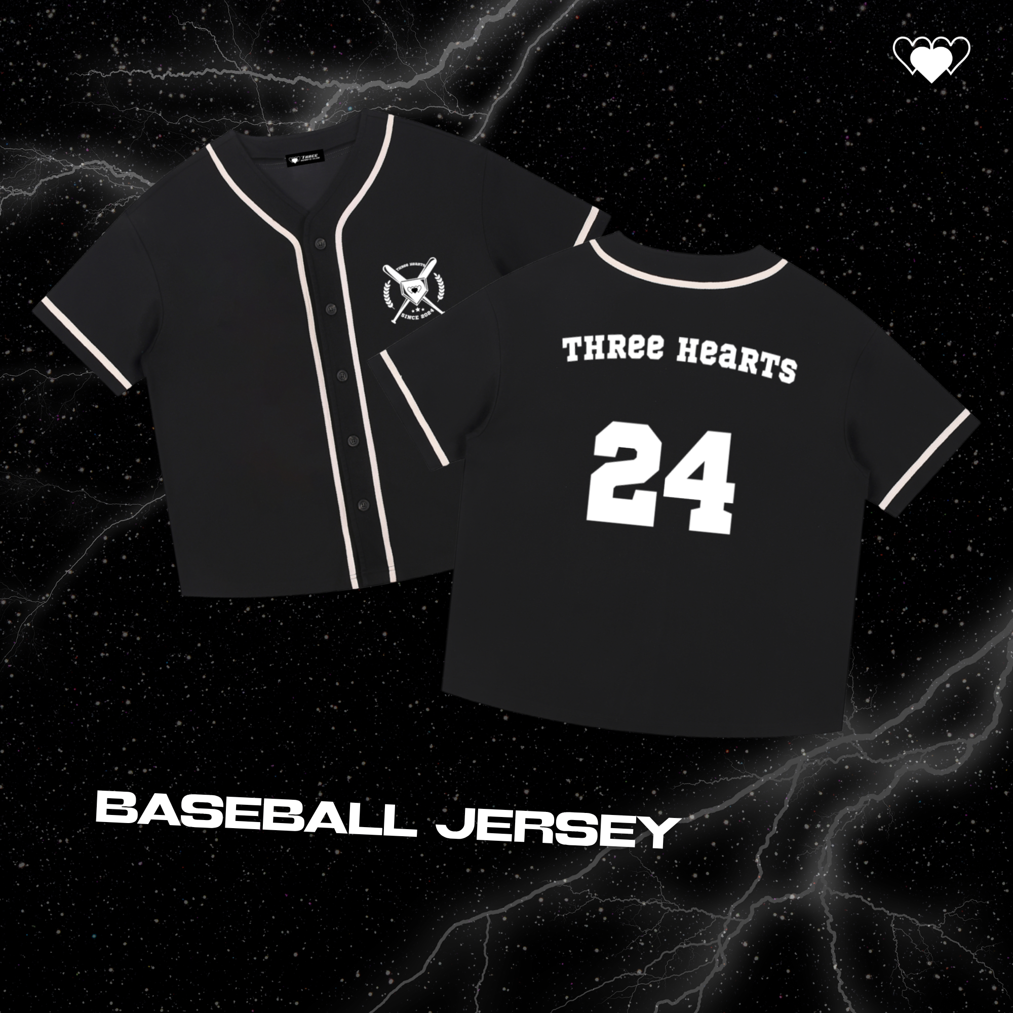 Three Hearts Baseball Jersey T-Shirt