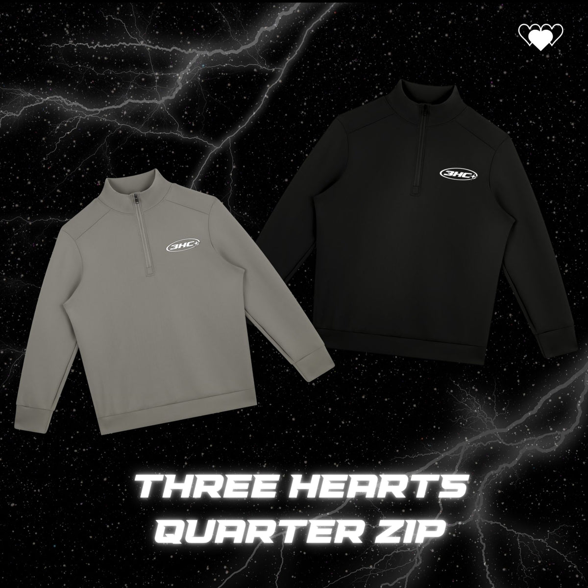 THREE HEARTS QUARTER ZIP