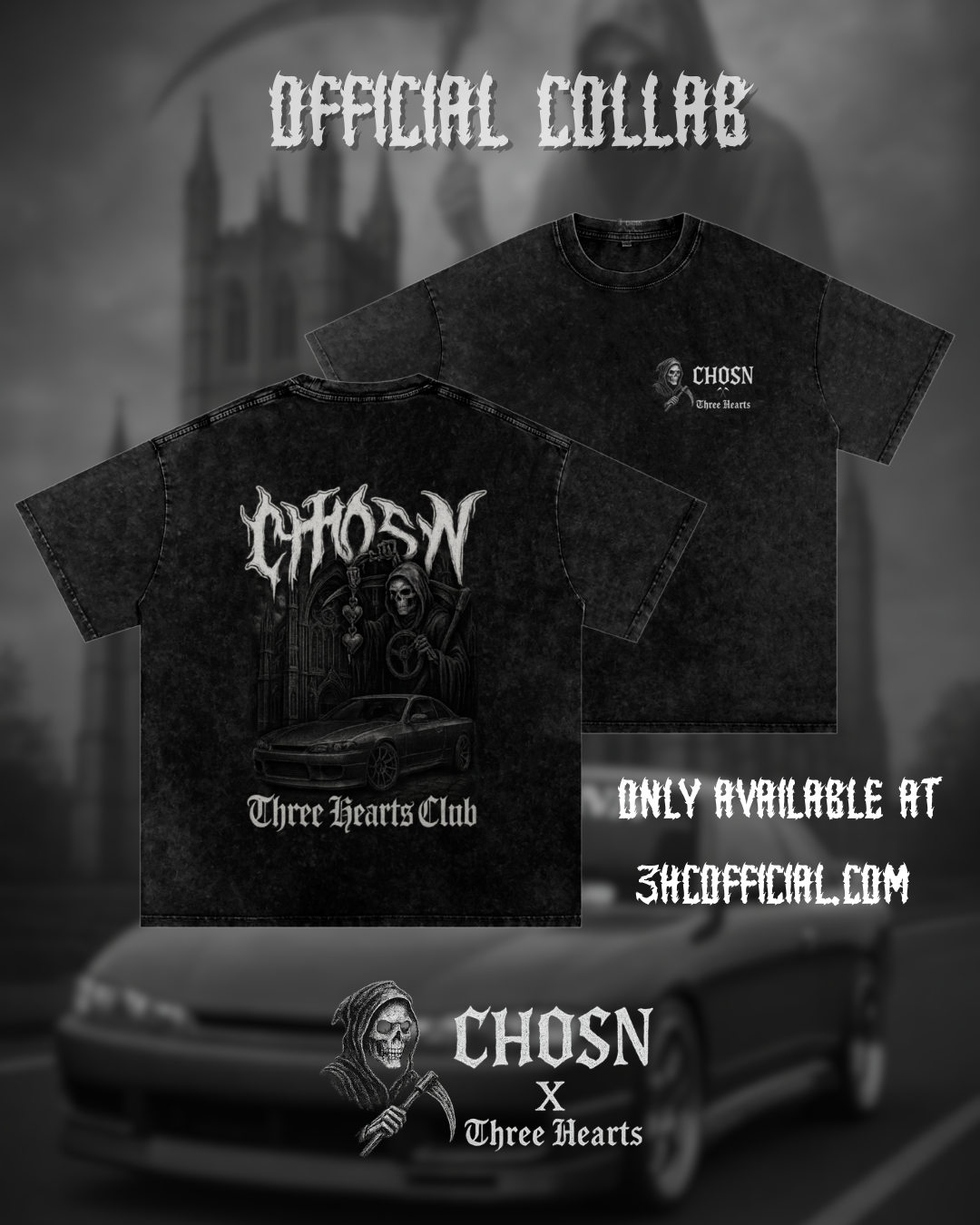 "CHOSN X THREE HEARTS" OVERSIZED SHIRT