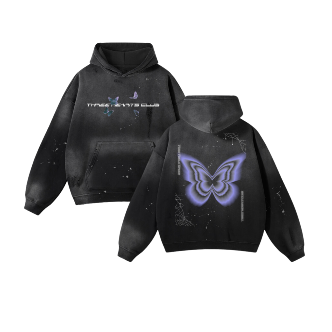 Three Hearts Butterfly Hoodie - hoodie