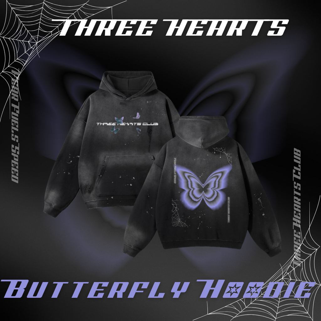 Three Hearts Butterfly Hoodie - hoodie