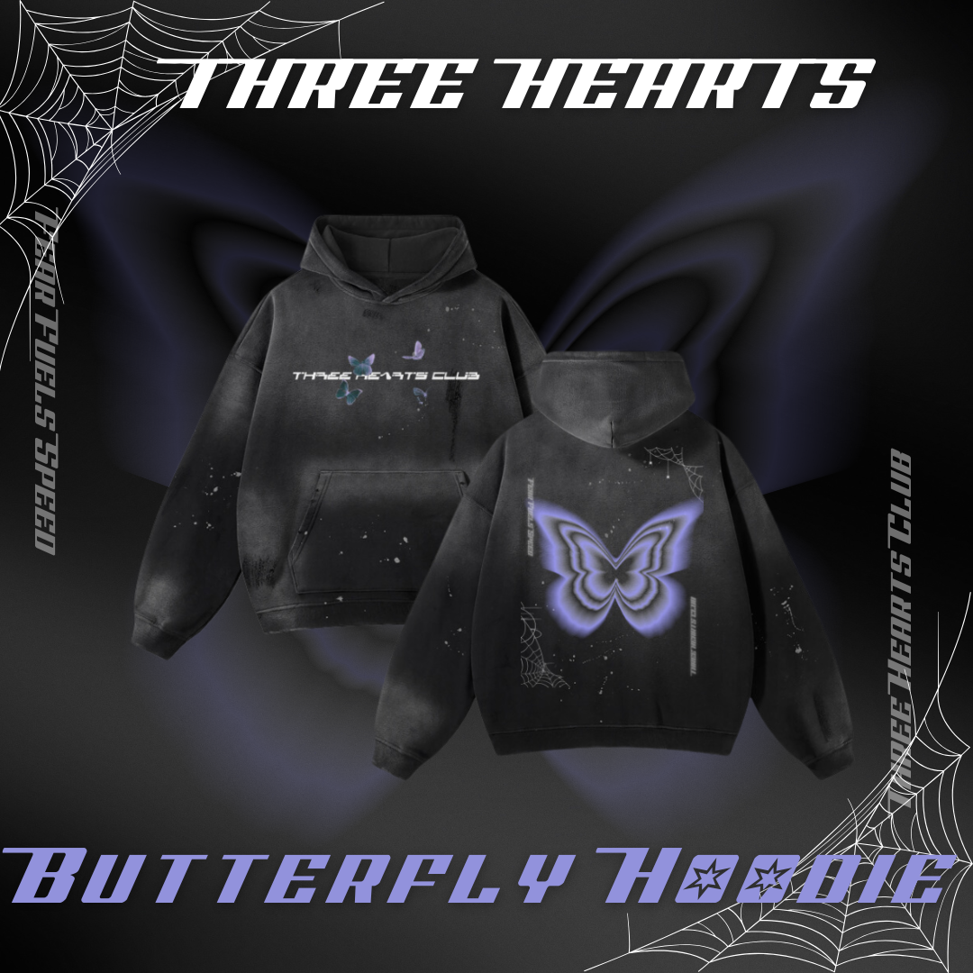 Three Hearts Butterfly Hoodie - hoodie